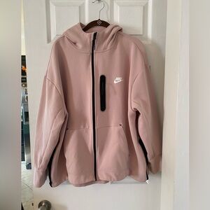 Nike Womens Side Zipper Tech Fleece Zip Hoodie XXL Dusty Pink EUC